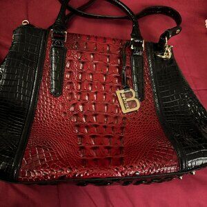 BRAHMIN handbag - SMALL FINLEY VINTAGE RED STANZA GENUINE LEATHER